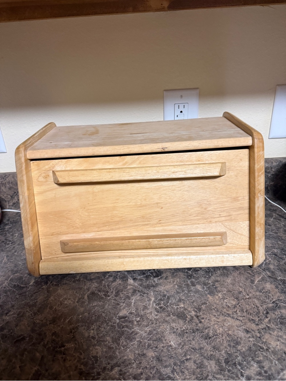 ✨ Wooden Bread Box Storage - Natural Wood